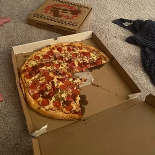 Large and small pizza