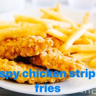 crispy chicken strips and fries