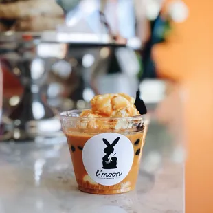 THE MUST TRY!! Thai tea vanilla float with honey boba on top!