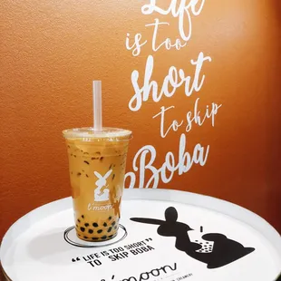 Original Thai tea with honey boba.