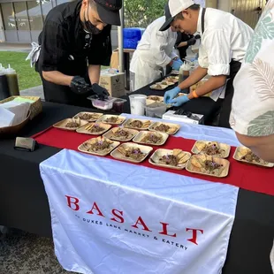 -Basalts, Chef Malani Iokepa&apos;s Lebanese Spiced Braised Lamb, Kanekoa Farms Eggplant Baba Ganoush, Pomegranate, Za&apos;atar Pita Chips.