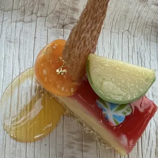Aulani, Carolyn Portuondo, Citrus Bar Ama Ama Lilikoi Ganache, White Chocolate, Pistachio Crunch, Calamansi Curds, Gingersnap Tuile