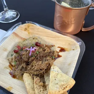 -Basalts, Chef Malani Iokepa&apos;s Lebanese Spiced Braised Lamb, Kanekoa Farms Eggplant Baba Ganoush, Pomegranate, Za&apos;atar Pita Chips.