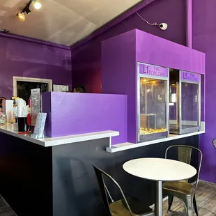 a purple and black restaurant