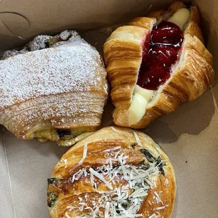 Strawberry cheesecake, spinach artichoke, don't remember what the other one was.