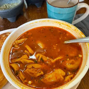 Menudo and coffee.