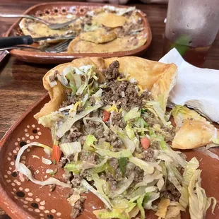 We tried but the oil under the salad and sopas was too much.