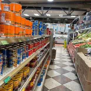 shelves of canned food