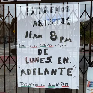 Apartir de lunes 5 de abril estaremos abiertos solo para llevar . . Nuestro horario para atenderlos será 11am 8 pm ..