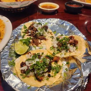 Street tacos. Not much meat but they are literally like $1.25 each so definitely worth it.