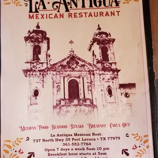 Menu cover