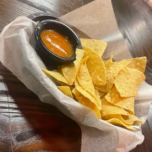 Spicy salsa with chips
