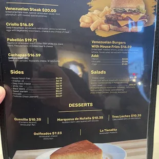 a menu for a restaurant