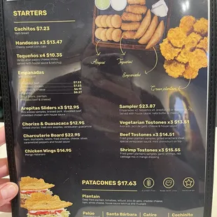 a menu for a fast food restaurant