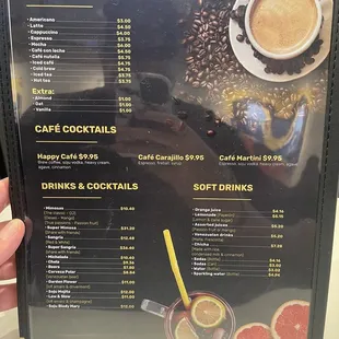 a menu for a coffee shop