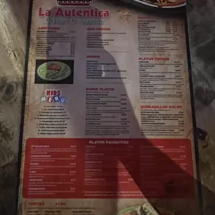 menu