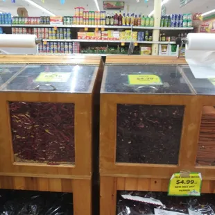a variety of spices in a store
