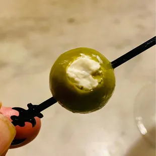 Ran out of the hand stuffed blue cheese olives 4 Martinis so we switched 2 onions