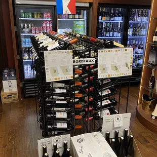 a display of wine bottles