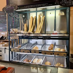 a display of bread and pastries