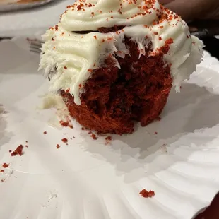 Red velvet cupcake hard as a literal rock