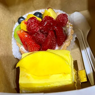 Fruit Tart and Mango Mousse