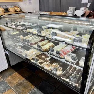 a display case of pastries