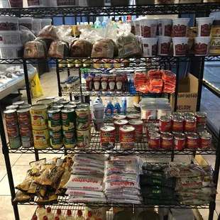 shelves of food