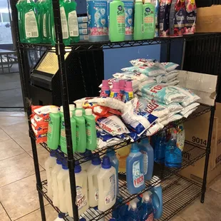 shelves of cleaning products