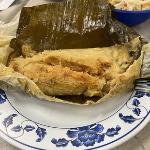 Chicken Tamale (Salvadorian style) in banana leaves