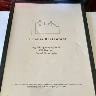 Menu front