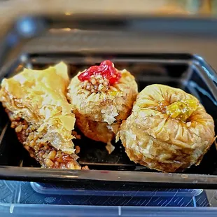 Baklava Combo had (left to right) regular, cherry, and pistachio baklava.