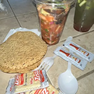 Tostadas Camaron (shrimp tostada)