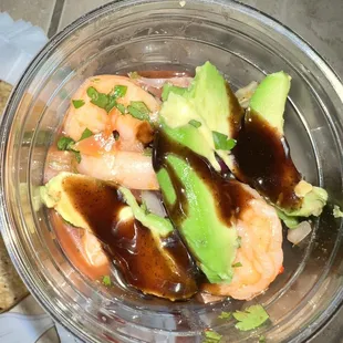 Tostadas Camaron (shrimp tostada)