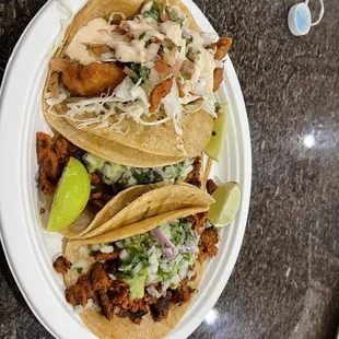 Perfect trio! Fish, Adobada Tacos