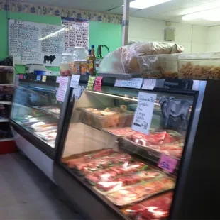 a deli case in a grocery store