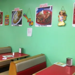 tables and booths in a restaurant