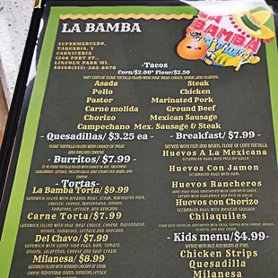 menu