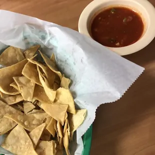 Chips &amp; delicious salsa (we already started eating it before I took the picture)
