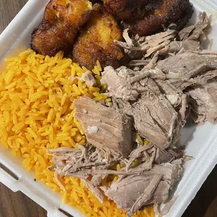 a meal in a styrofoam container