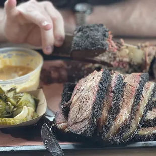 Look at that brisket. YUM!