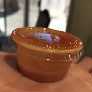 a hand holding a plastic container