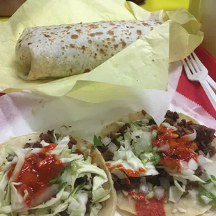 Burrito and tacos