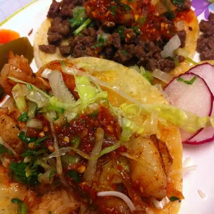 Shrimp and steak tacos!