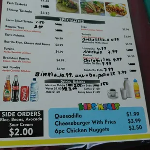 menu