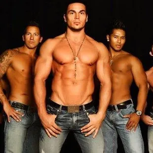 a group of men in jeans