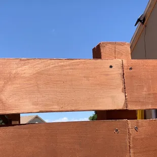 a bird perched on a wooden fence