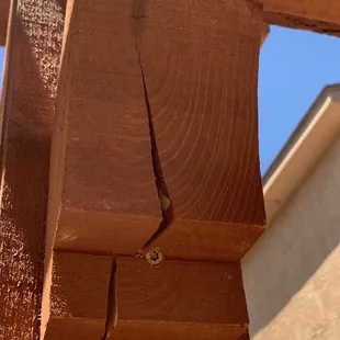 a close up of a wooden structure