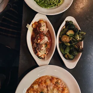 three plates of food