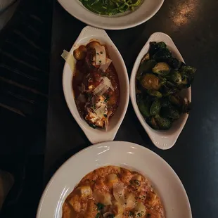 three plates of food